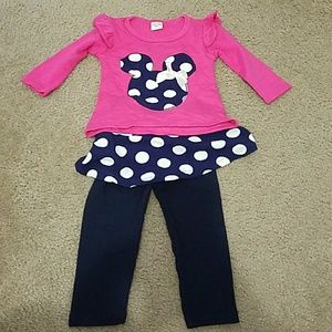 Minnie Mouse top and bottoms.